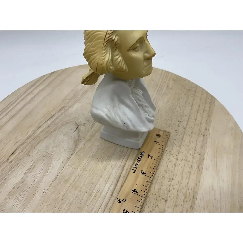 Vintage Avon Colonial Man‎ Bust Cologne Bottle White Gold Figurine Decor